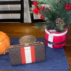 Michael Kors Brown and Red Clutch